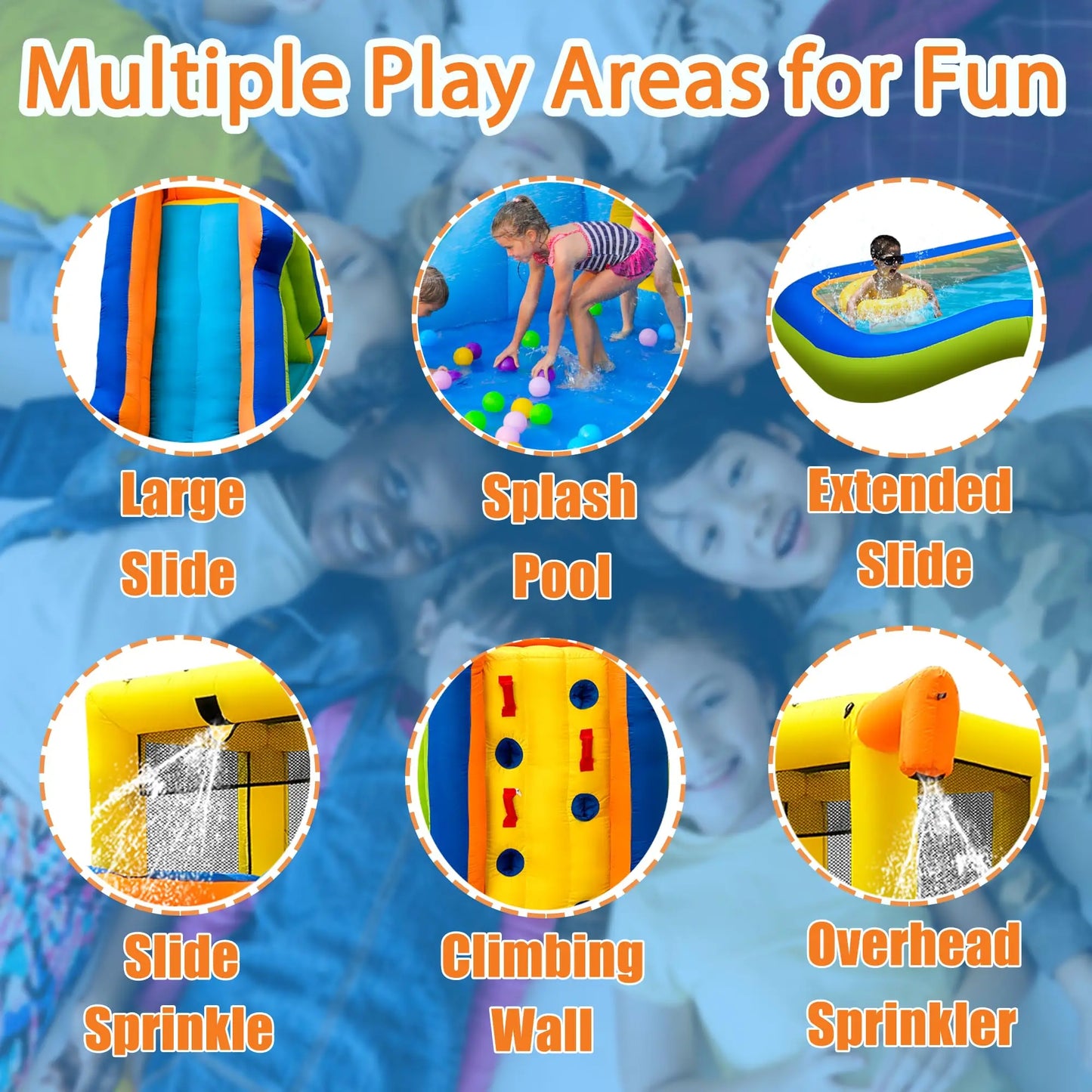 Inflatable Water Slide,6 in 1 Water Park Outdoor Backyard,Waterslide Water Bounce House with Slide