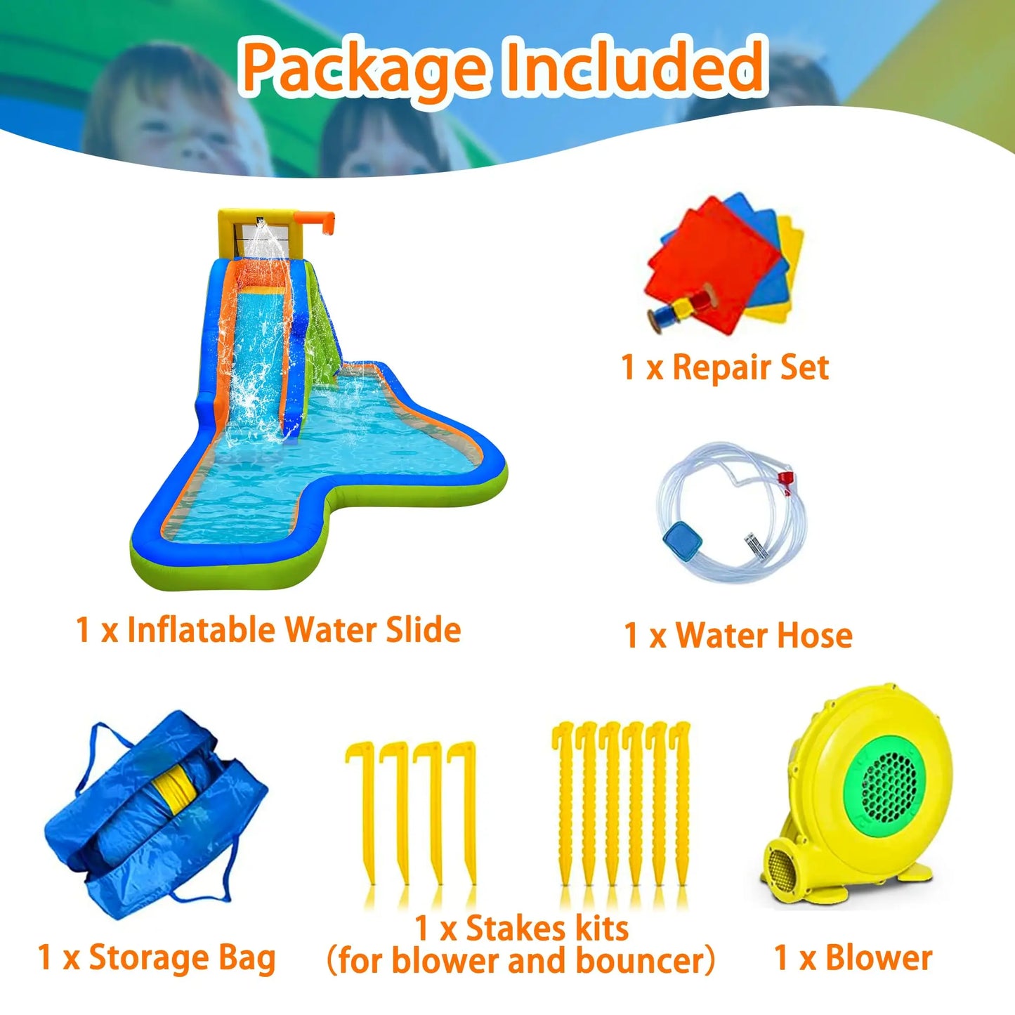 Inflatable Water Slide,6 in 1 Water Park Outdoor Backyard,Waterslide Water Bounce House with Slide