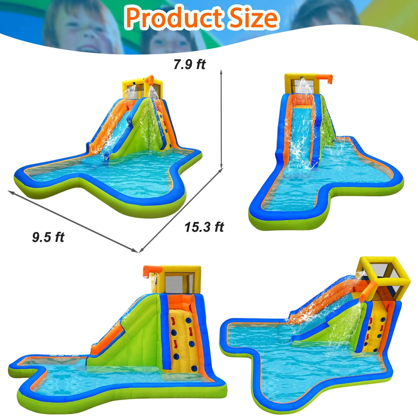 Inflatable Water Slide,6 in 1 Water Park Outdoor Backyard,Waterslide Water Bounce House with Slide