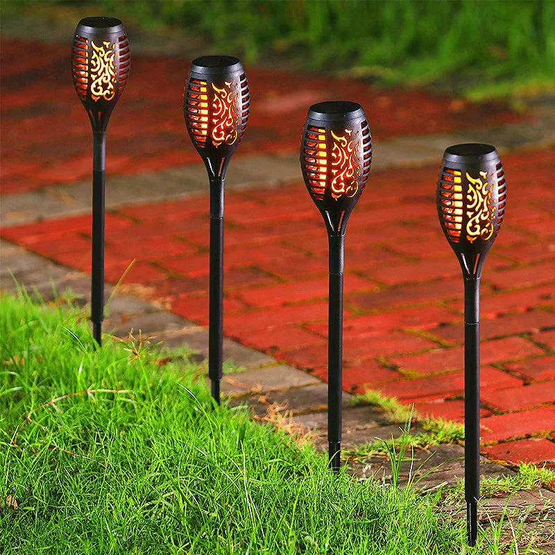 12LED 33LED Solar Flame Torch Lights Outdoor Flickering Waterproof