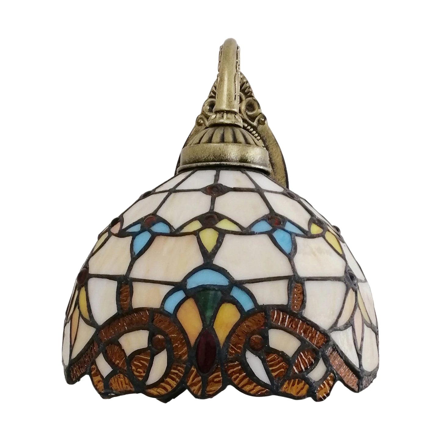 Tiffany Style Beige Dome Glass Wall Lamp, Victorian Style