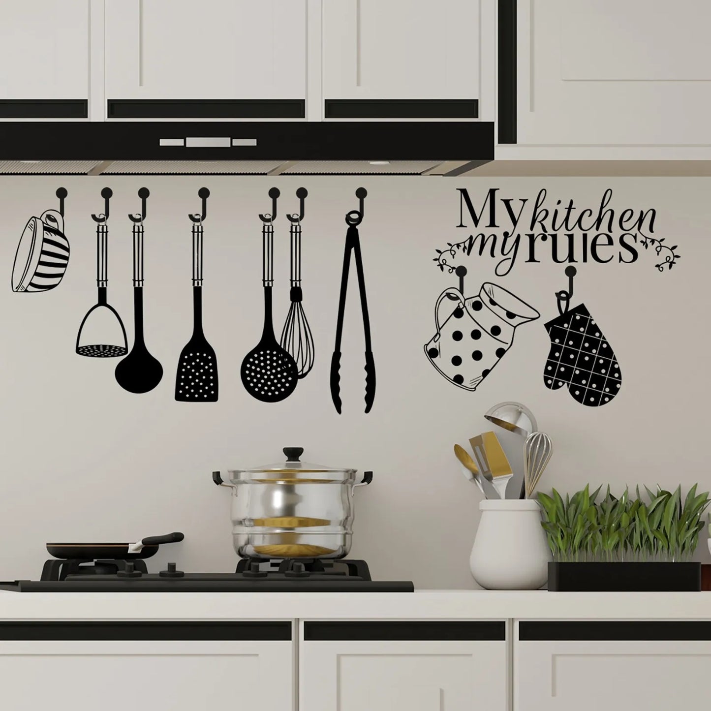 Pvc Removable Wall Sticker Mural Kitchen Restaurant Kitchenware Fridge Wall Stickers Waterproof Vinyl Home Decorations Stickers