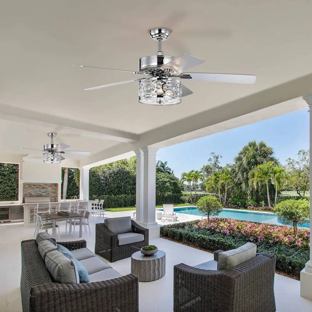 52 Inch Crystal Chandelier Fan Dual Finish Reversible Blades