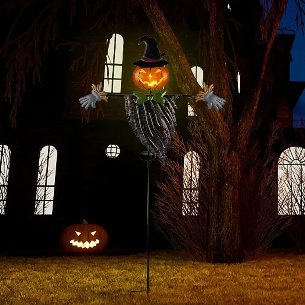 Halloween Ghost Lulu Home Halloween Yard Stake, 46.4" Solar Lighted Metal Pumpkin