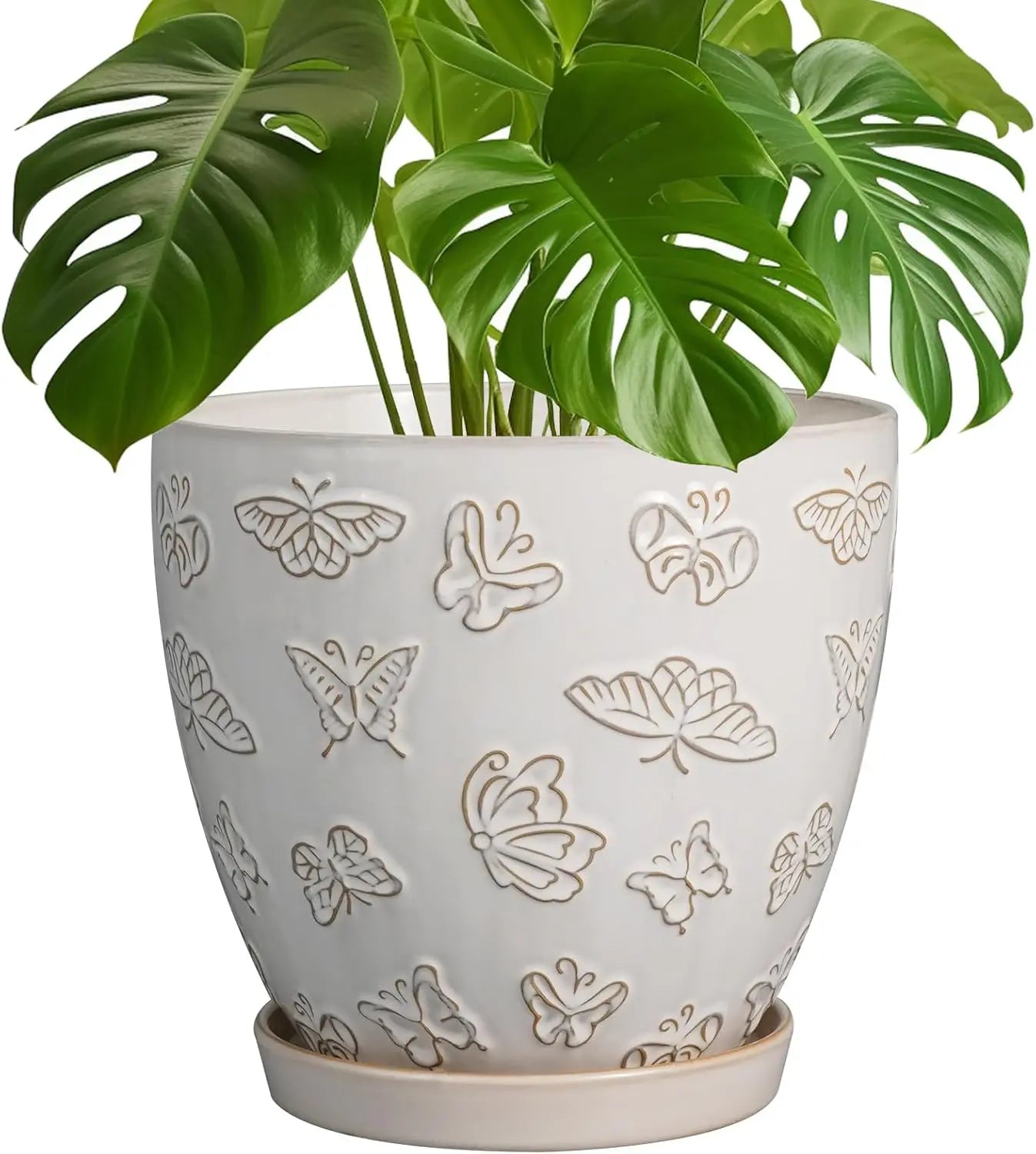 10 Inch Ceramic Planter Pot Round Plant Pot for Indoor Plants Outdoor