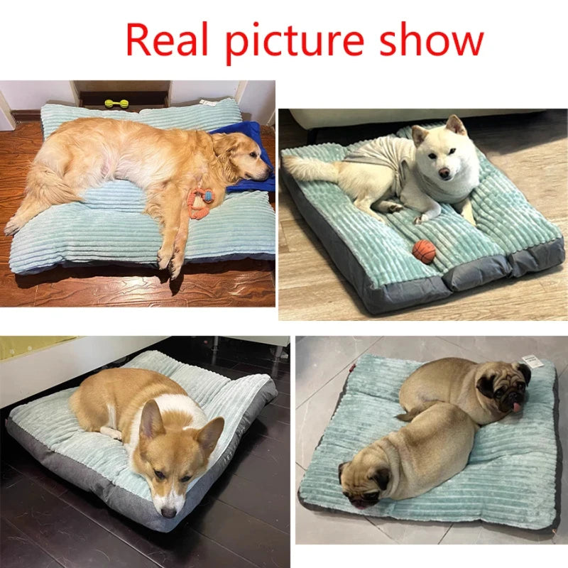 Large Dog Bed Soft Thicken Corduroy Pet Sleeping Mat Non-slip Pet Kennel Winter Warm