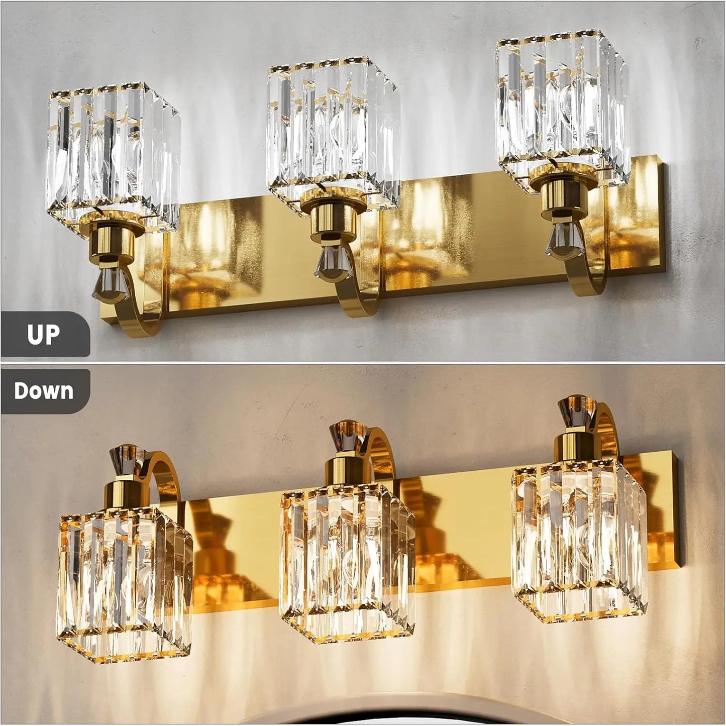 Gold Modern Crystal Vanity Light Fixtures Wall Sconces Wall Mounted Lamps