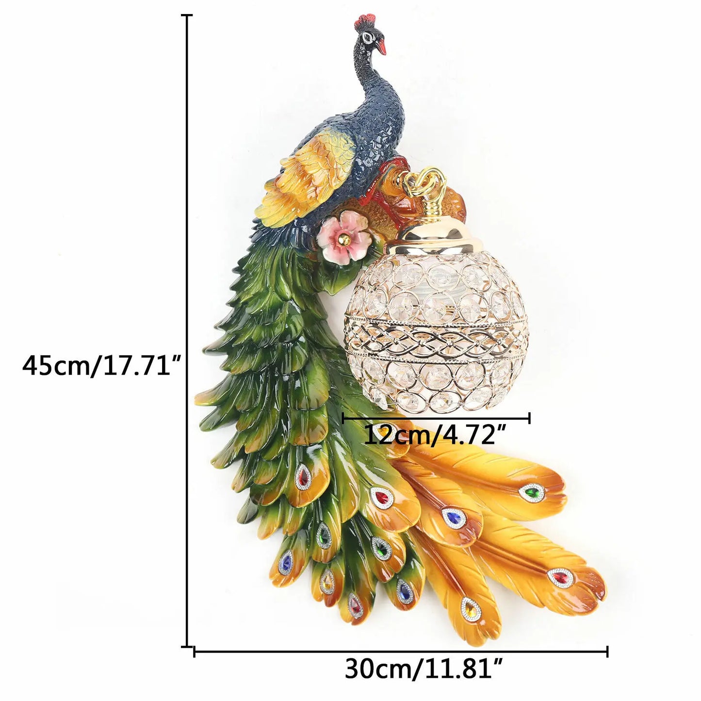 Peacock Wall Lamp Beautiful Decoration European Style Creative Wall Sconce USA