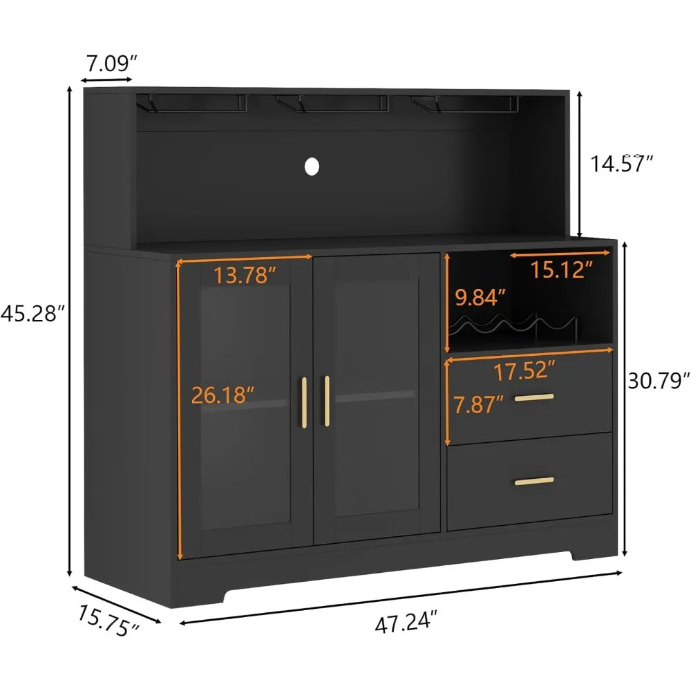 Wine Bar Cabinet with LED Light, Home Coffee Cabinet