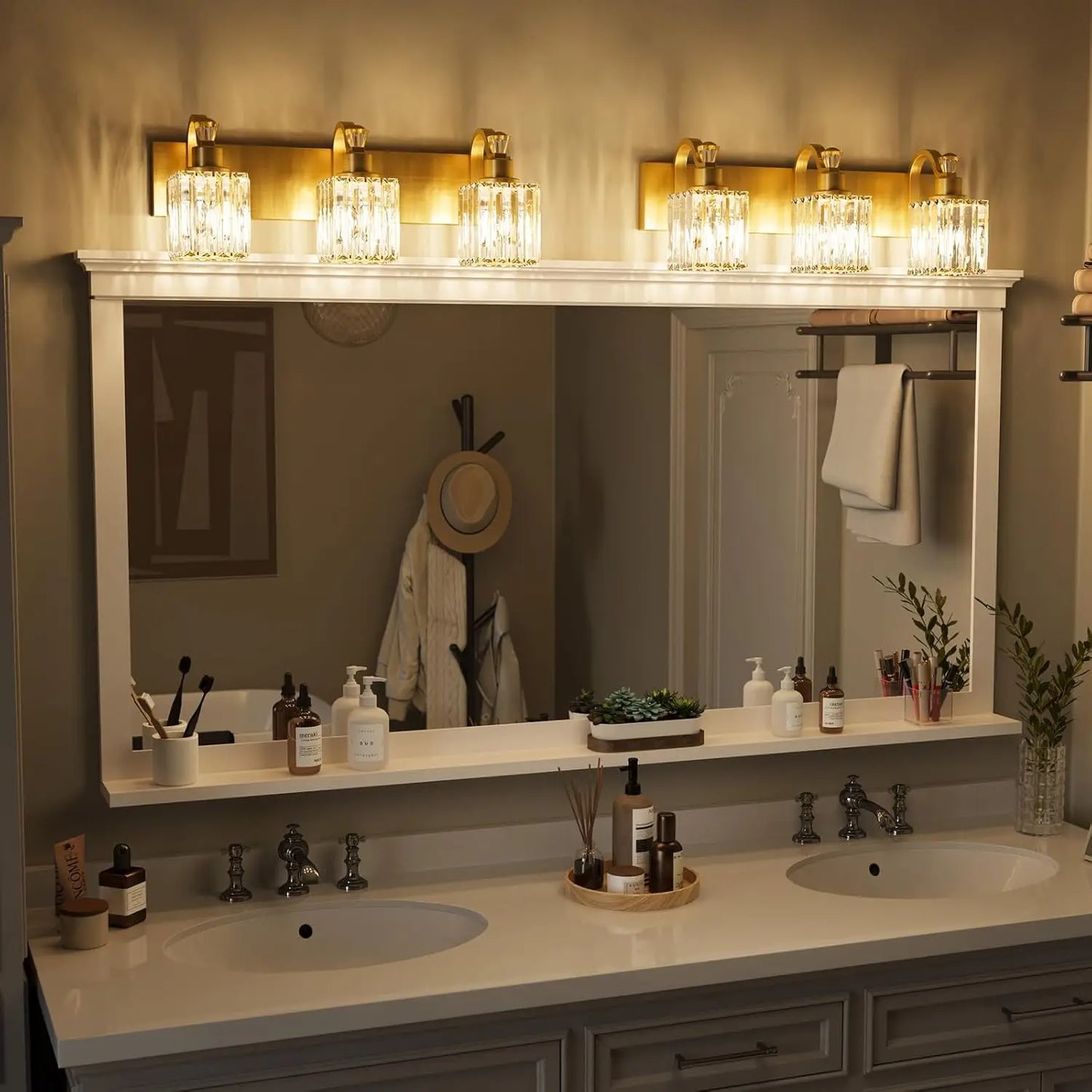 Gold Modern Crystal Vanity Light Fixtures Wall Sconces Wall Mounted Lamps