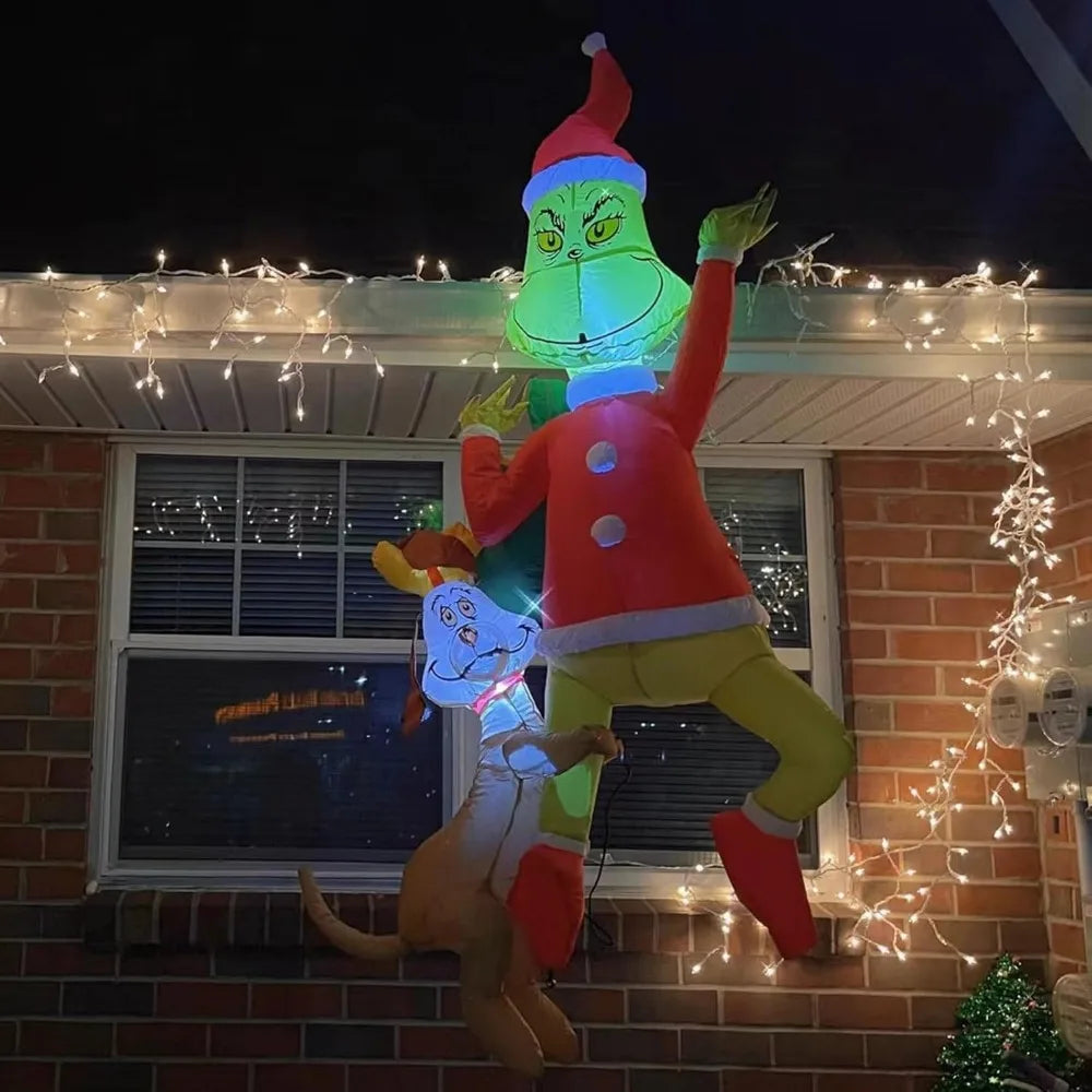 8FT Christmas Inflatables Decorations Lights, Outdoor Christmas Decorations Blow Up with Strings