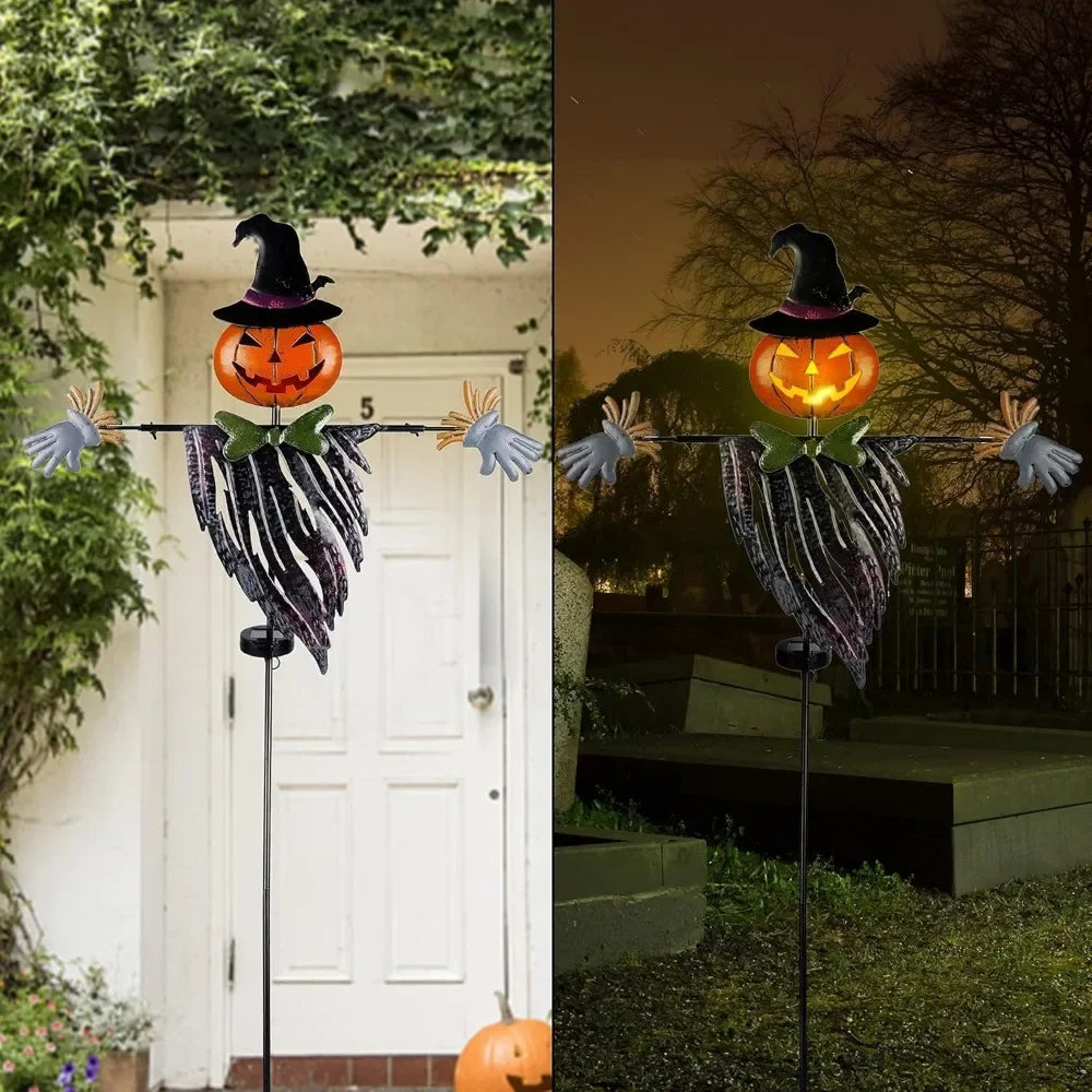 Halloween Ghost Lulu Home Halloween Yard Stake, 46.4" Solar Lighted Metal Pumpkin