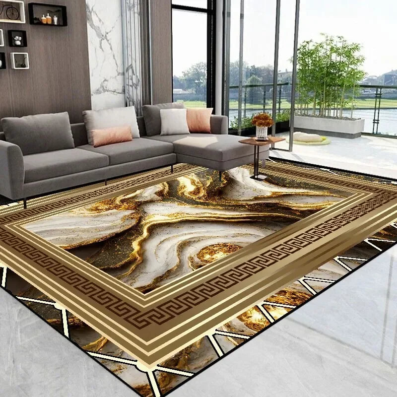 Modern Luxury Golden carpet for living room Abstract Decoration Large Carpets
