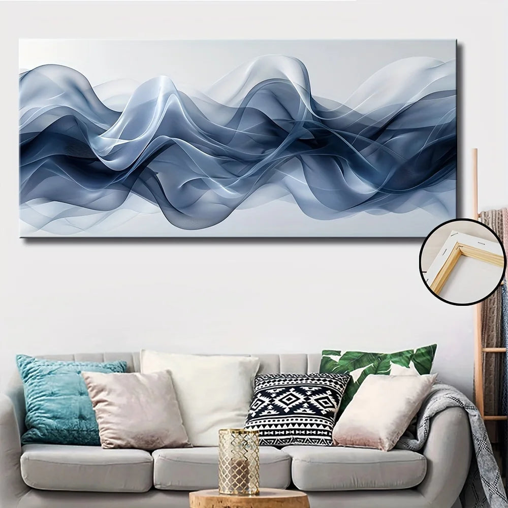 Art Deco Modern abstract Wavy canvas wall art, landscape framed painting