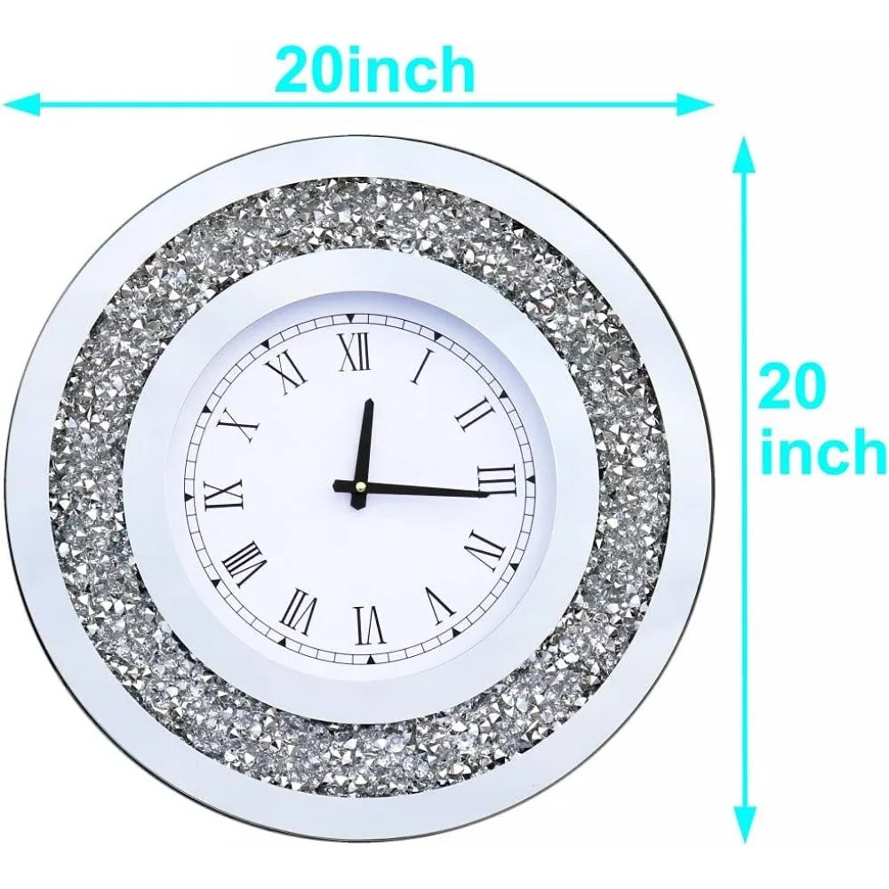 Wall Decororation Crystal Sparkling Diamond Mirror Large Wall Clock