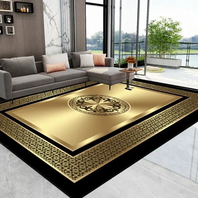 Modern Luxury Golden carpet for living room Abstract Decoration Large Carpets