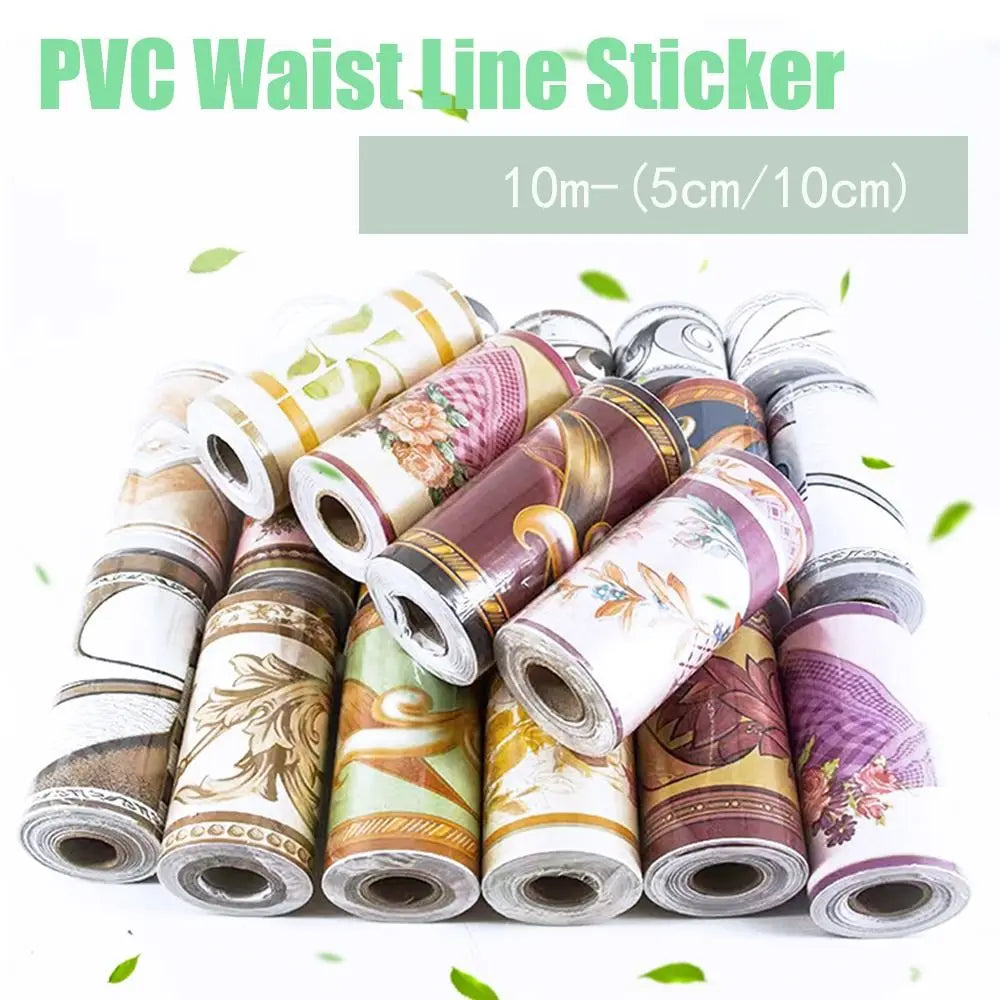 10M Wallpaper Sticker Self Adhesive PVC Wall Skirting Border Decals Wave Line Floral Decals