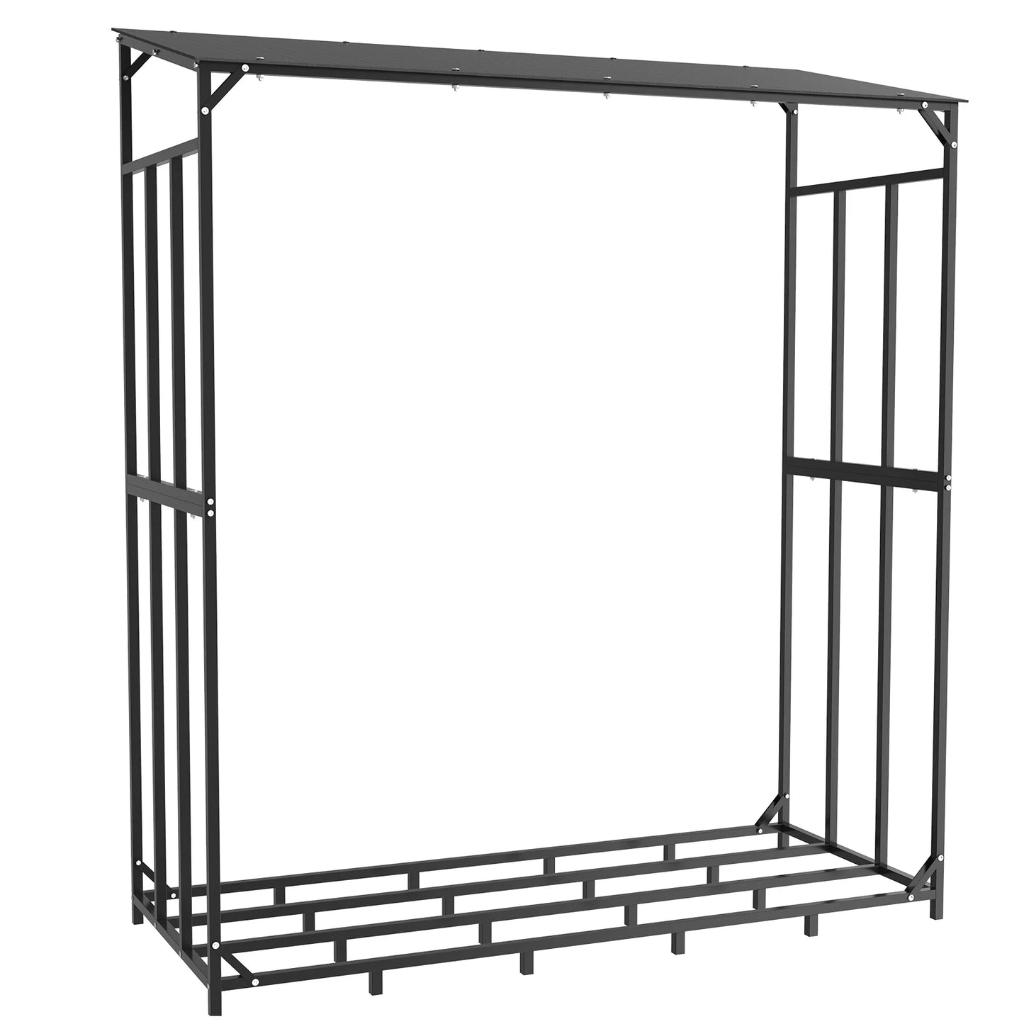 Extra Large Tall Outdoor Firewood Rack with Cover Heavy Duty Square Strong Stand