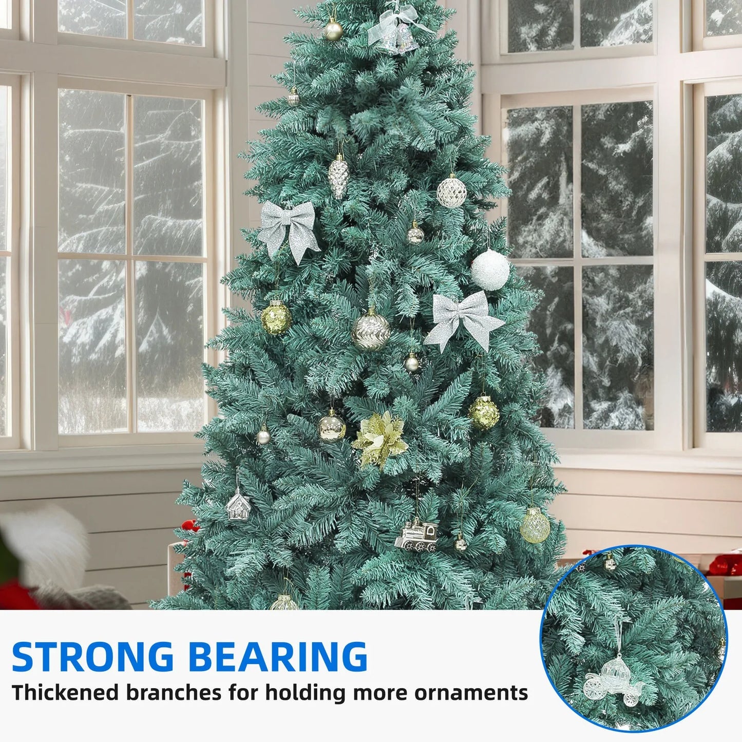 US 6FT Pre-Lit Blue Spruce Artificial Christmas Tree with 880 Branch Tips