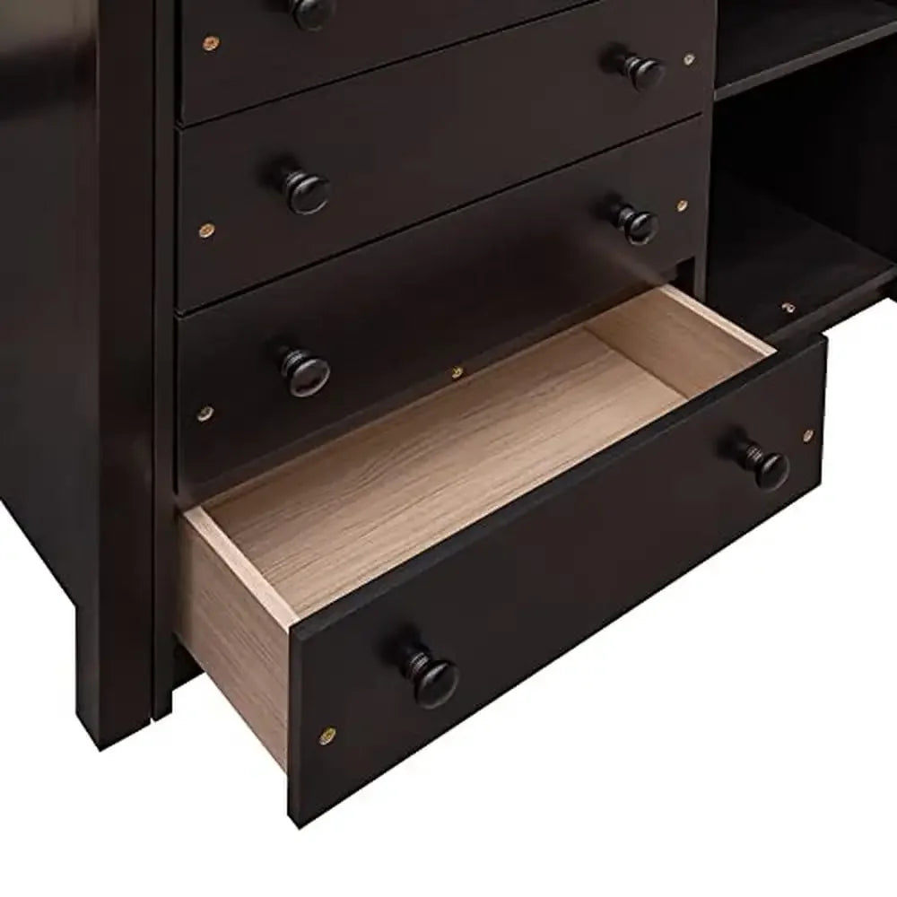 Twin Over Full Bunk Bed with Storage Drawers 3 Shelves Flexible Sturdy Movable Lower No Box Spring Needed Mattress Not Included