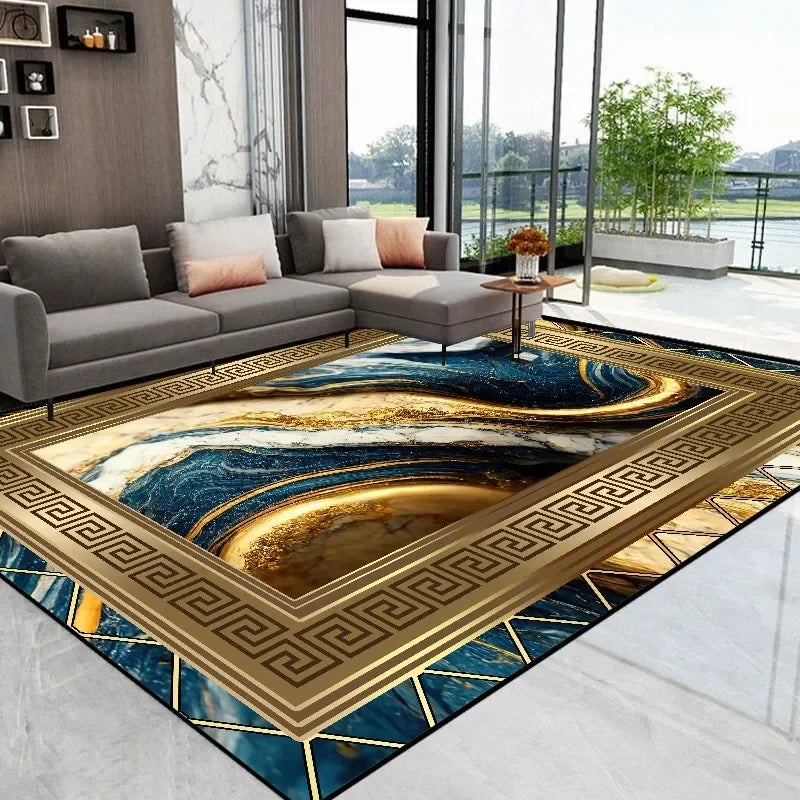 Modern Luxury Golden carpet for living room Abstract Decoration Large Carpets