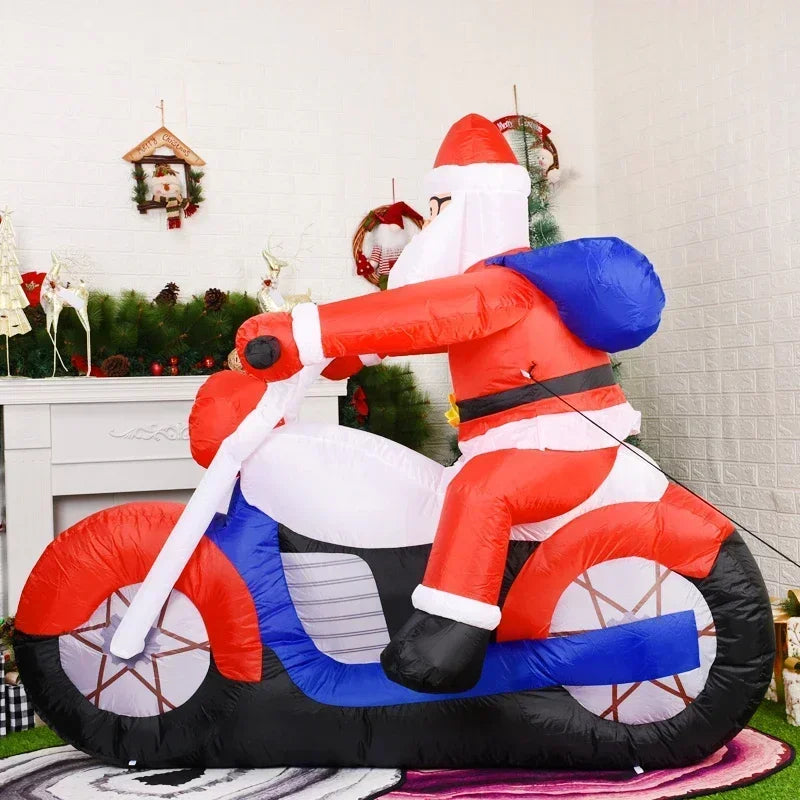 2024 New Inflatable Santa Claus Riding Motorcycle Christmas Inflatable Toy Doll