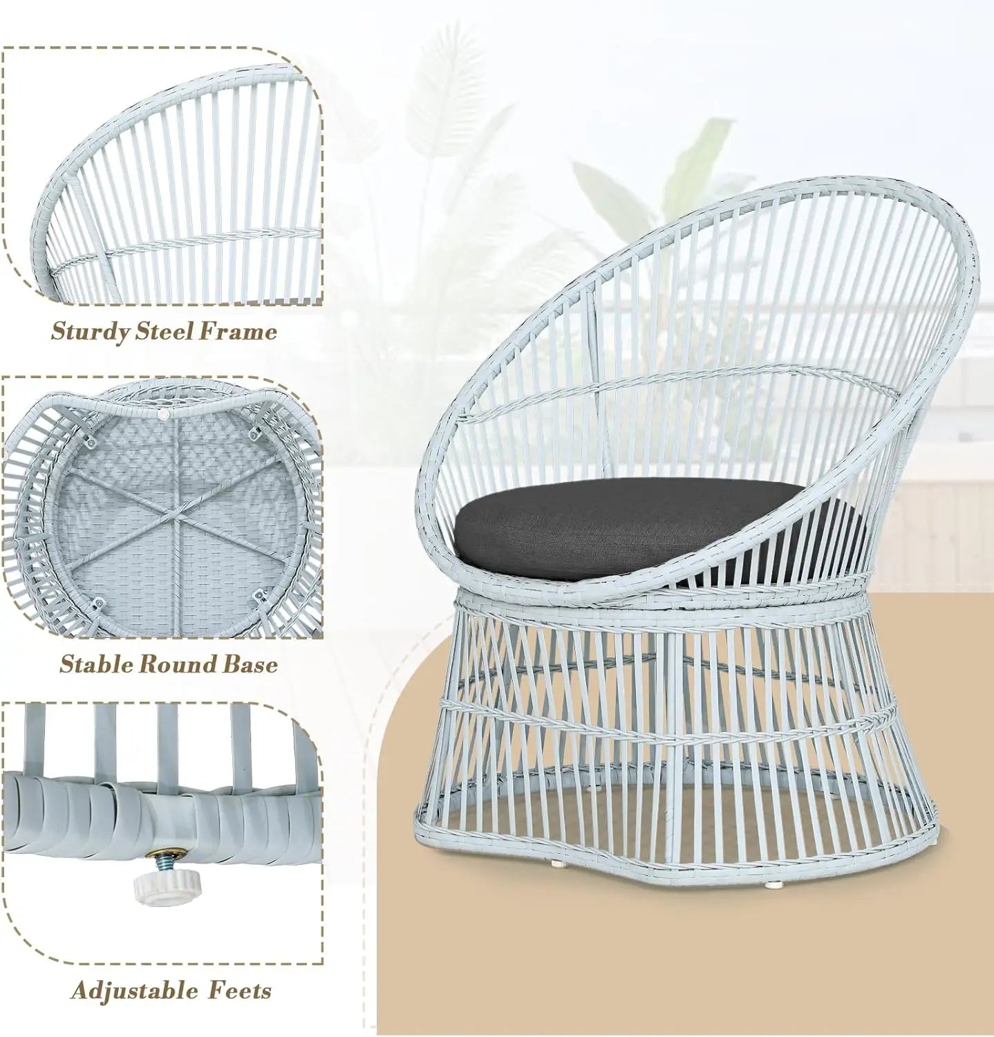 Athena Collection Outdoor Patio Furniture Set Wicker Bistro Set