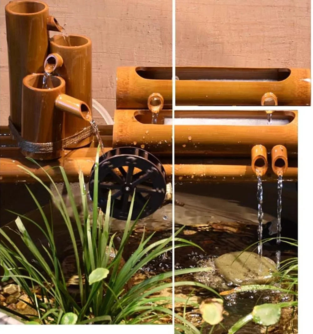 Bamboo Fountain Kit with Water Pump and Solar Fountain