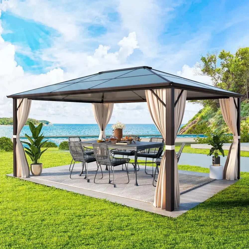 10 x 13 FT Outdoor Gazebo Polycarbonate Double Roof Canopy