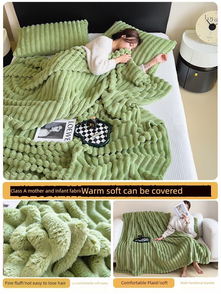 Rabbit Plush Blanket Winter Thick Coral Fleece Blanket Office Nap Blanket Sofa Blanket