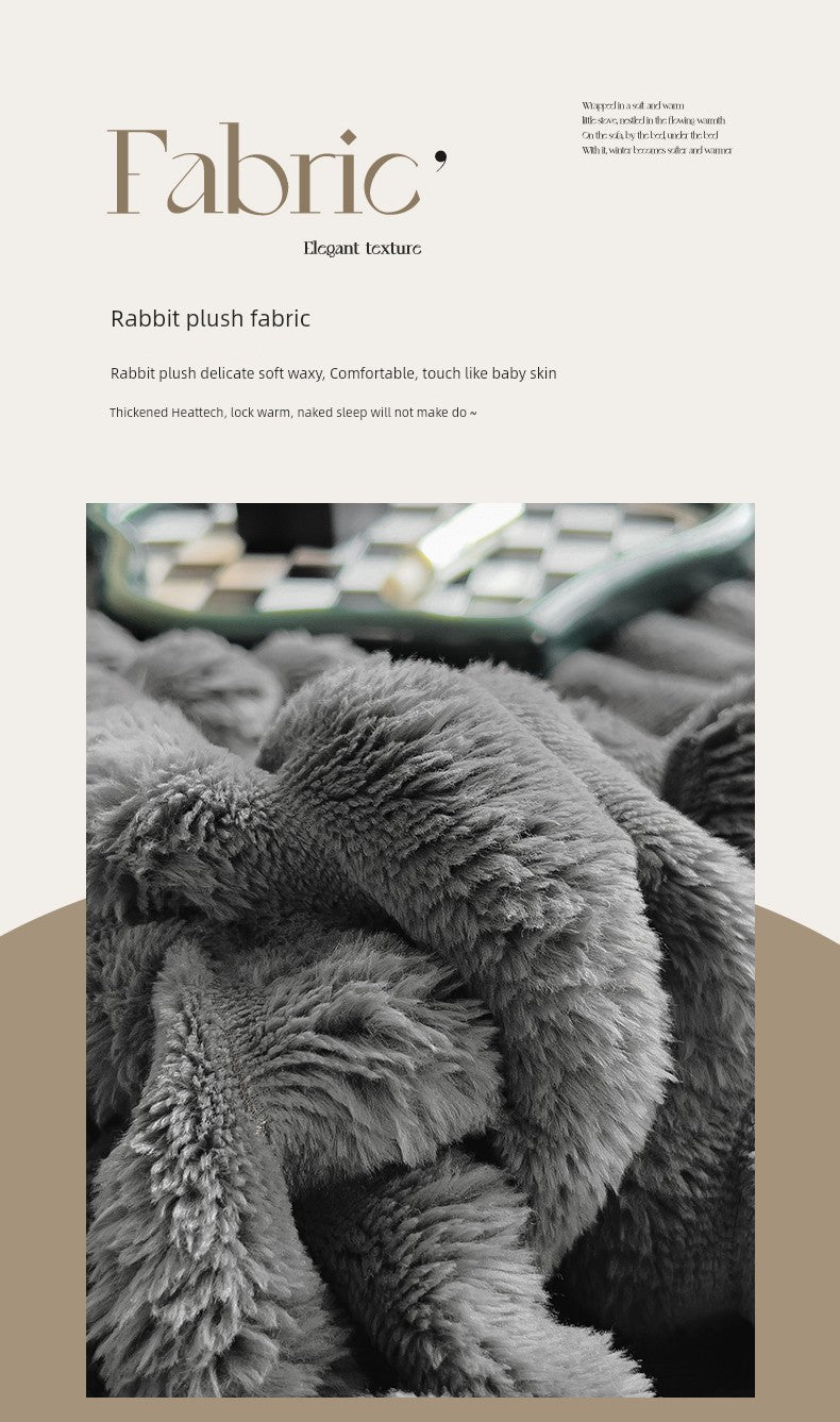 Rabbit Plush Blanket Winter Thick Coral Fleece Blanket Office Nap Blanket Sofa Blanket