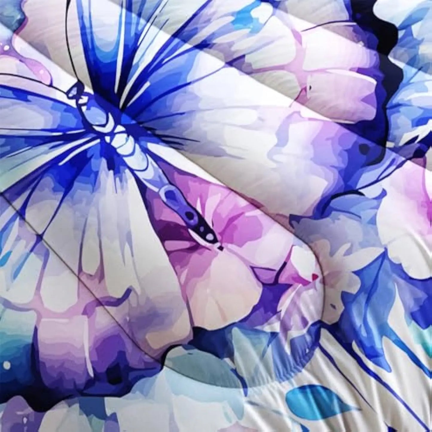 Purple Butterfly Comforter Set Full Size,Watercolor Butterfly Bedding Set