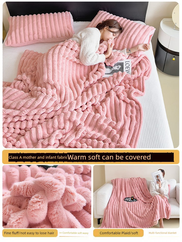Rabbit Plush Blanket Winter Thick Coral Fleece Blanket Office Nap Blanket Sofa Blanket