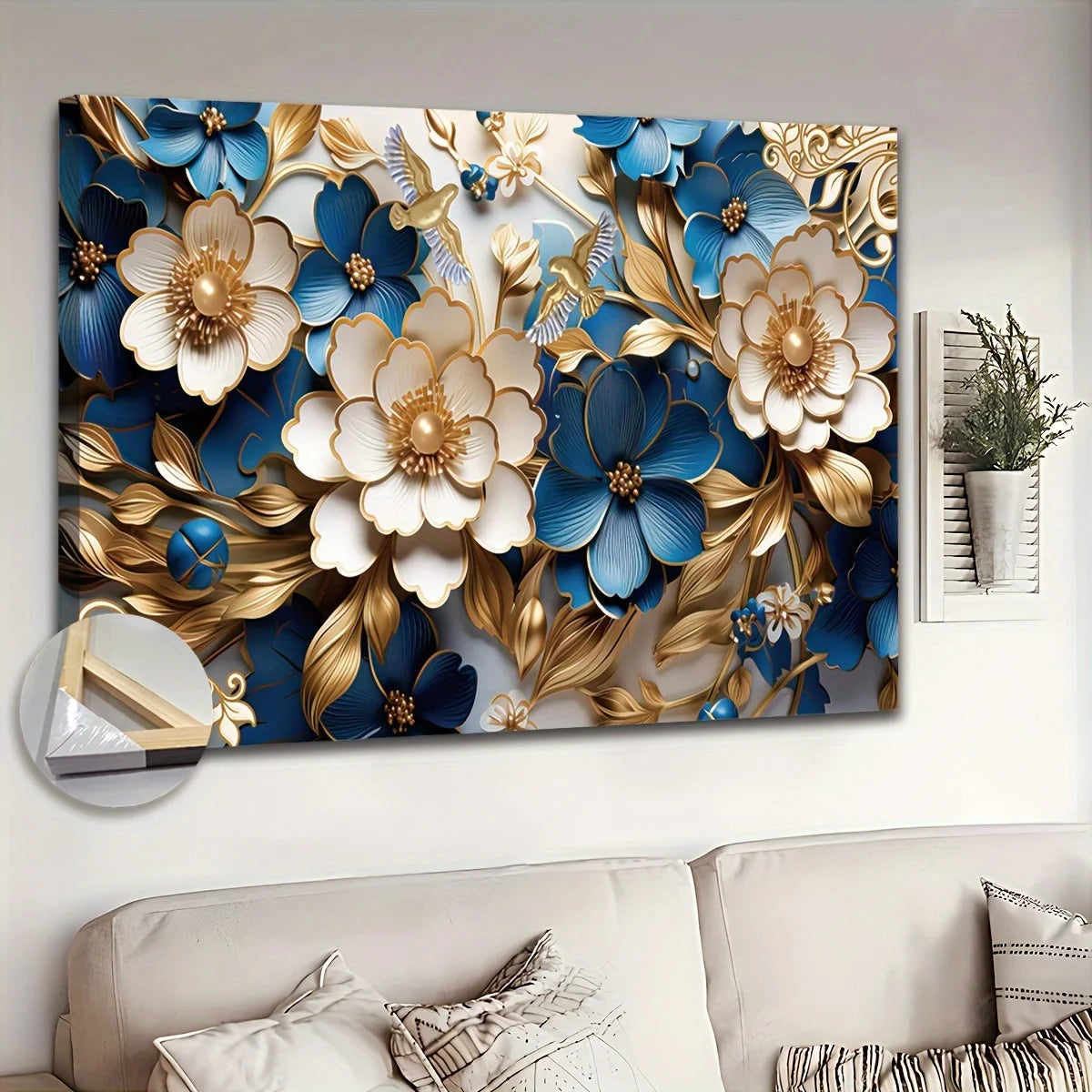 Canvas Wall Art Filled with Floral Symphony Suitable for Living Room