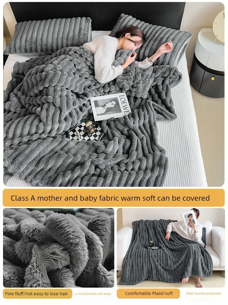 Rabbit Plush Blanket Winter Thick Coral Fleece Blanket Office Nap Blanket Sofa Blanket