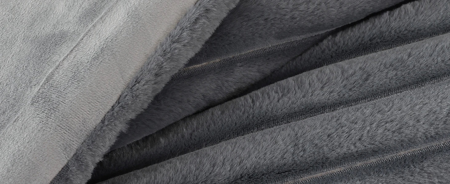 Smoofy Fluffy King Size Comforter Set 3 Pieces - Darkgrey Fleece Fluffy Comforter Set