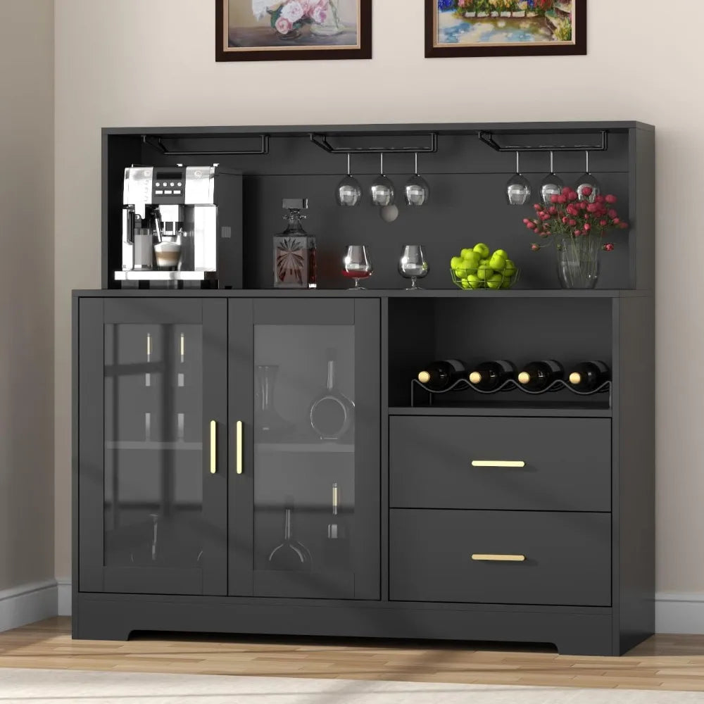 Wine Bar Cabinet with LED Light, Home Coffee Cabinet