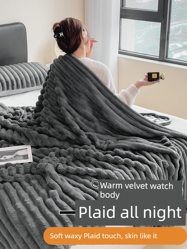Rabbit Plush Blanket Winter Thick Coral Fleece Blanket Office Nap Blanket Sofa Blanket