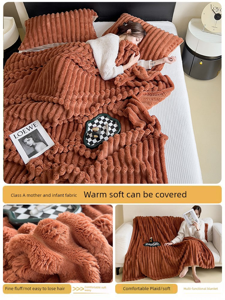 Rabbit Plush Blanket Winter Thick Coral Fleece Blanket Office Nap Blanket Sofa Blanket