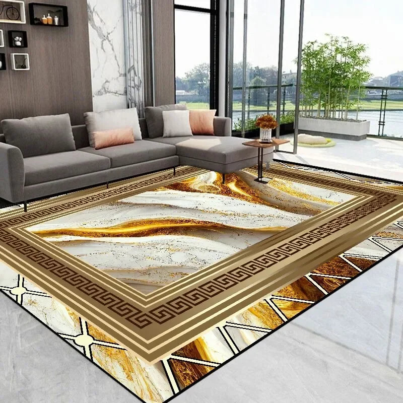 Modern Luxury Golden carpet for living room Abstract Decoration Large Carpets
