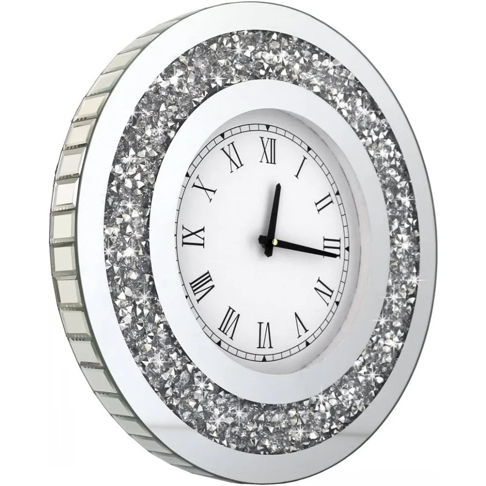 Wall Decororation Crystal Sparkling Diamond Mirror Large Wall Clock