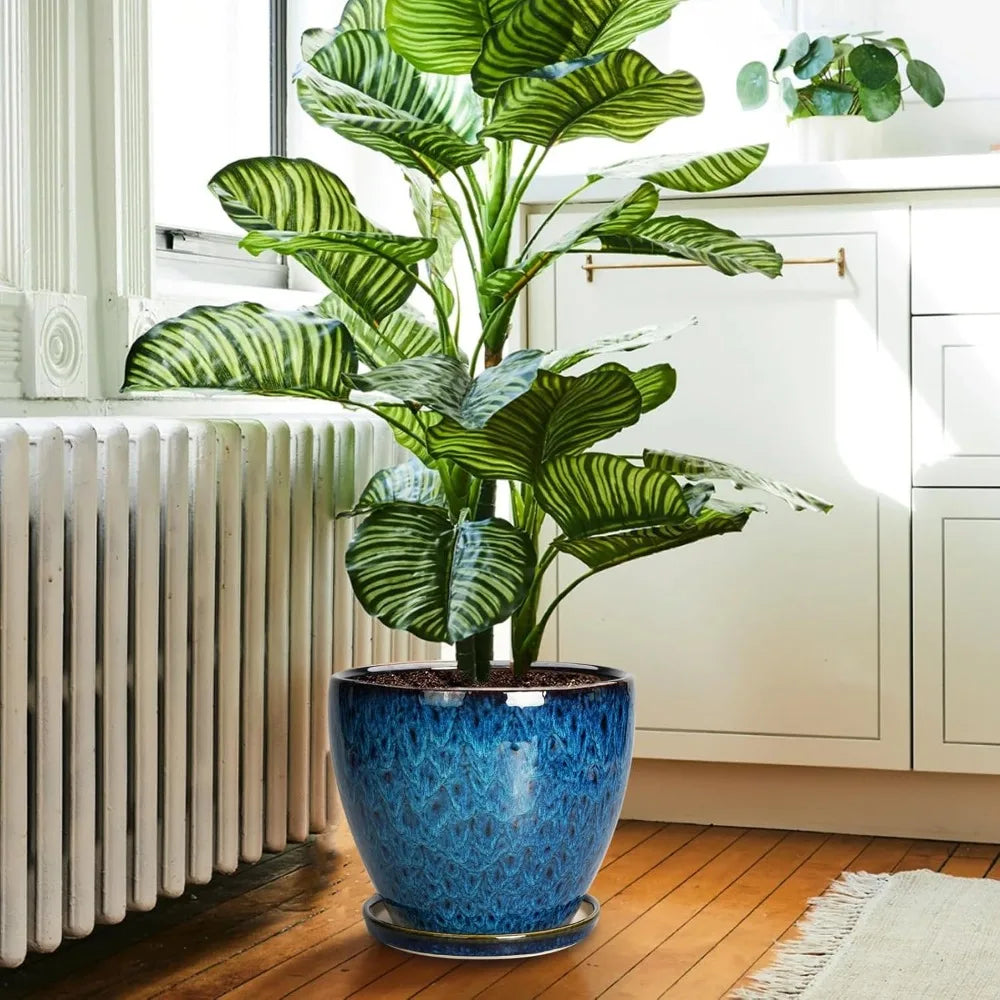 10 Inch Ceramic Planter Pot Round Plant Pot for Indoor Plants Outdoor