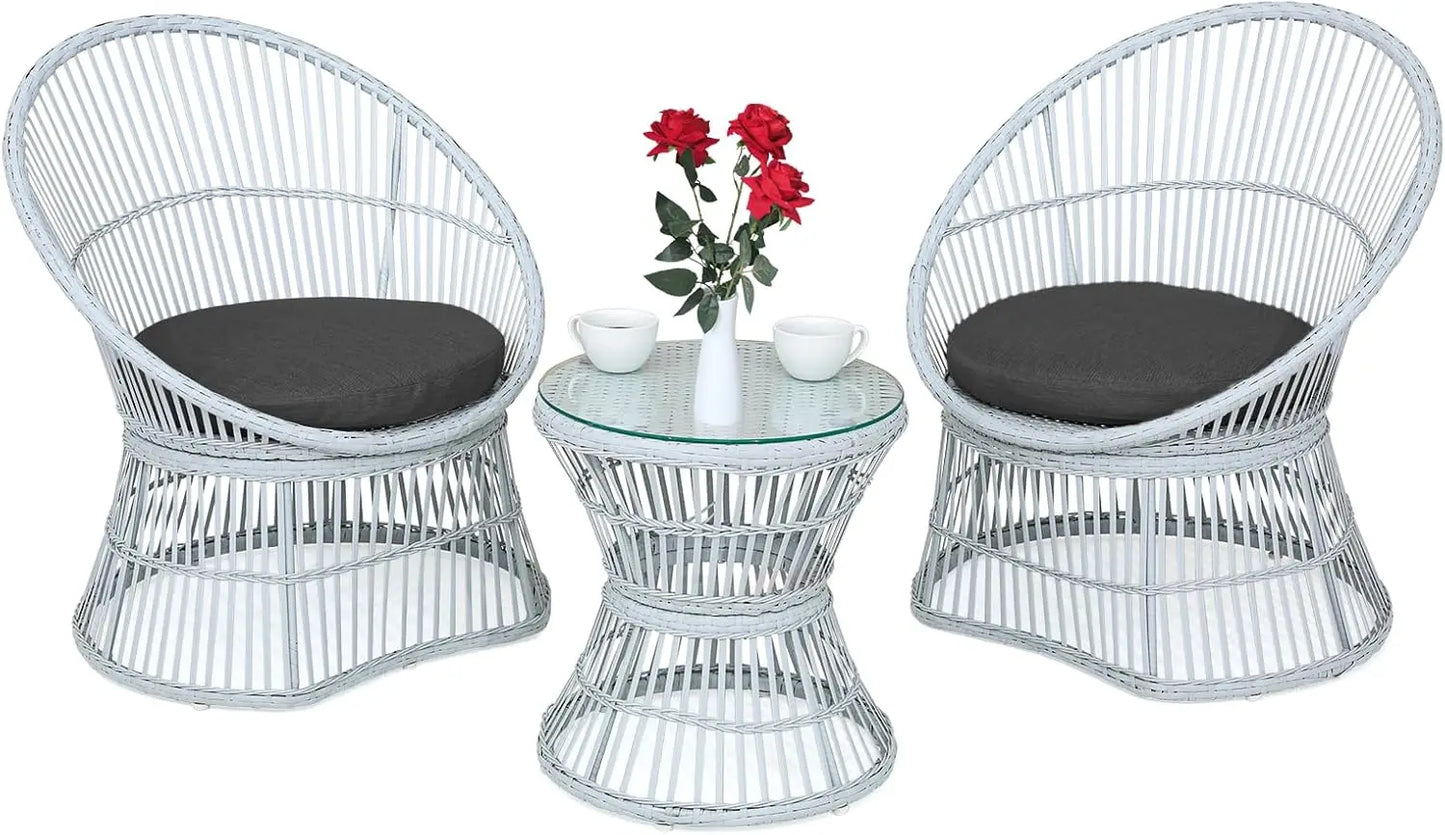 Athena Collection Outdoor Patio Furniture Set Wicker Bistro Set