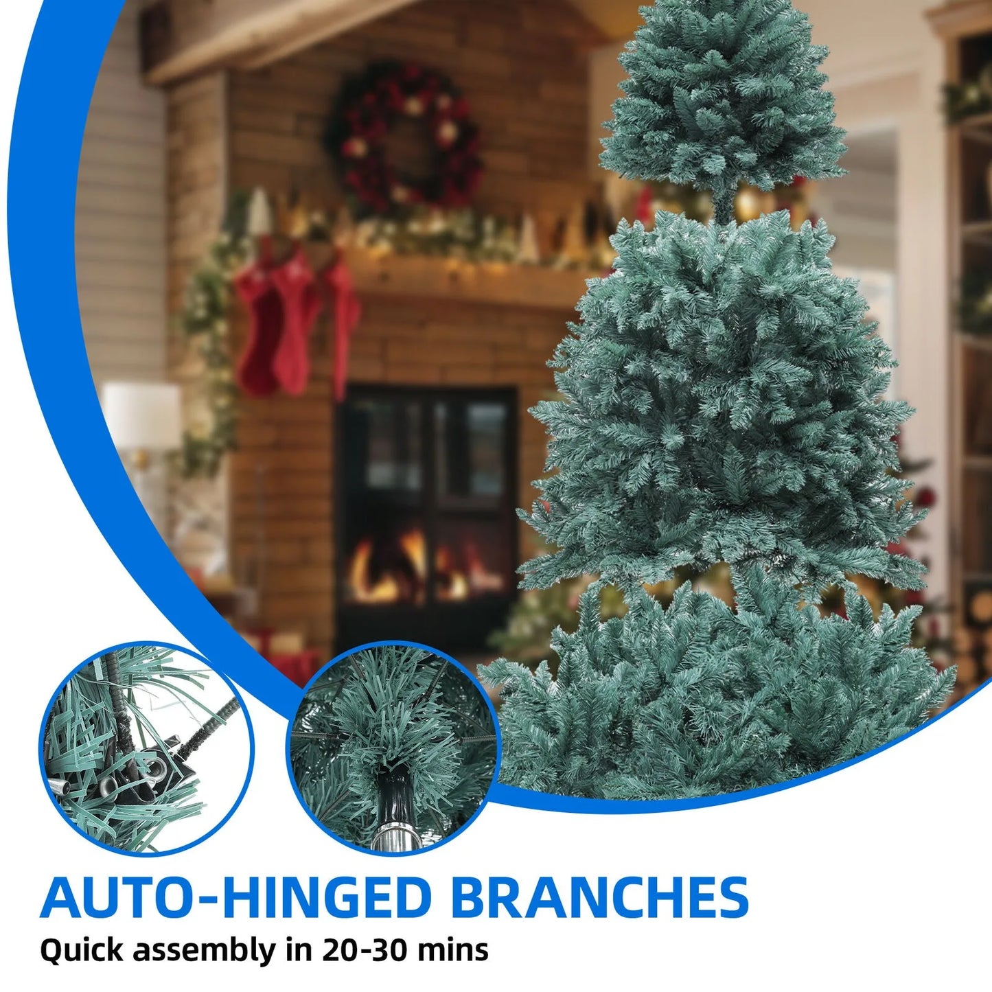 US 6FT Pre-Lit Blue Spruce Artificial Christmas Tree with 880 Branch Tips