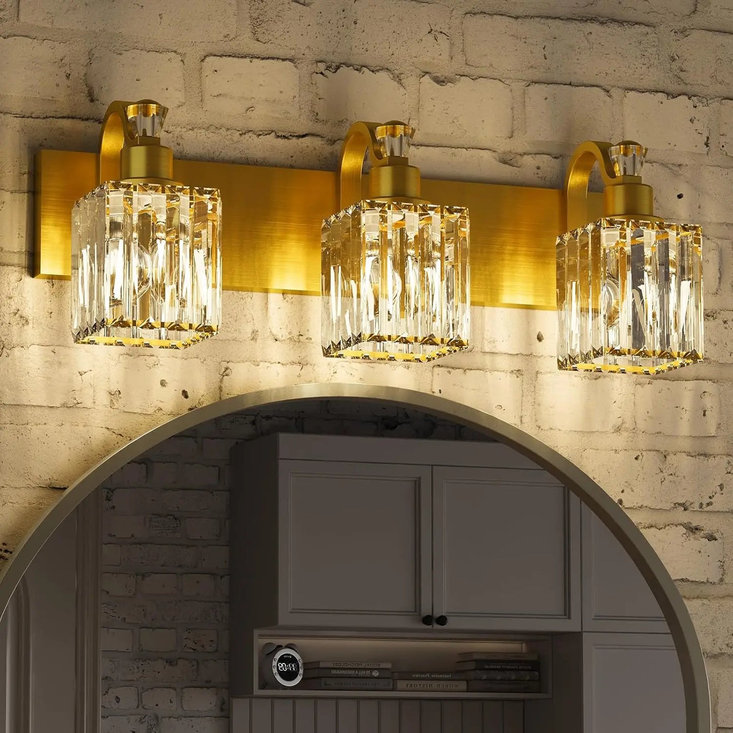 Gold Modern Crystal Vanity Light Fixtures Wall Sconces Wall Mounted Lamps