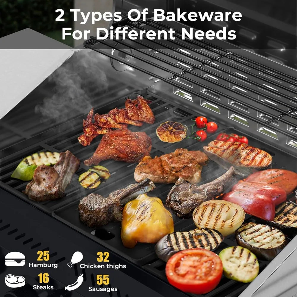 R.W.FLAME 4-Burner Gas Grill with Side Burner, Stainless Steel Propane Grill 42000BTU for Outdoor Cooking
