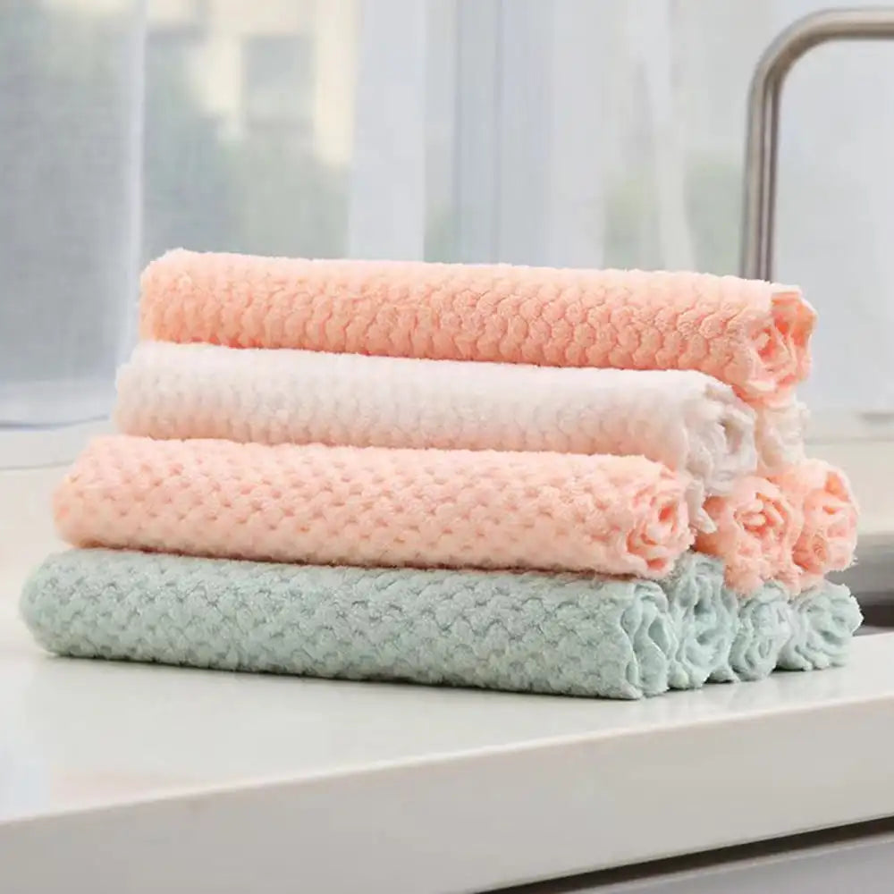 10 Pack Premium Dish Towels for Kitchen, Bulk Coral Velvet Kitchen Towels and Dishcloths Set,