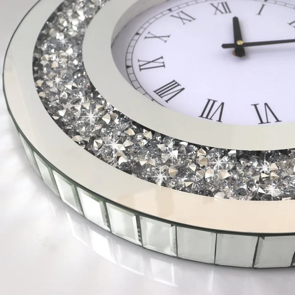 Wall Decororation Crystal Sparkling Diamond Mirror Large Wall Clock