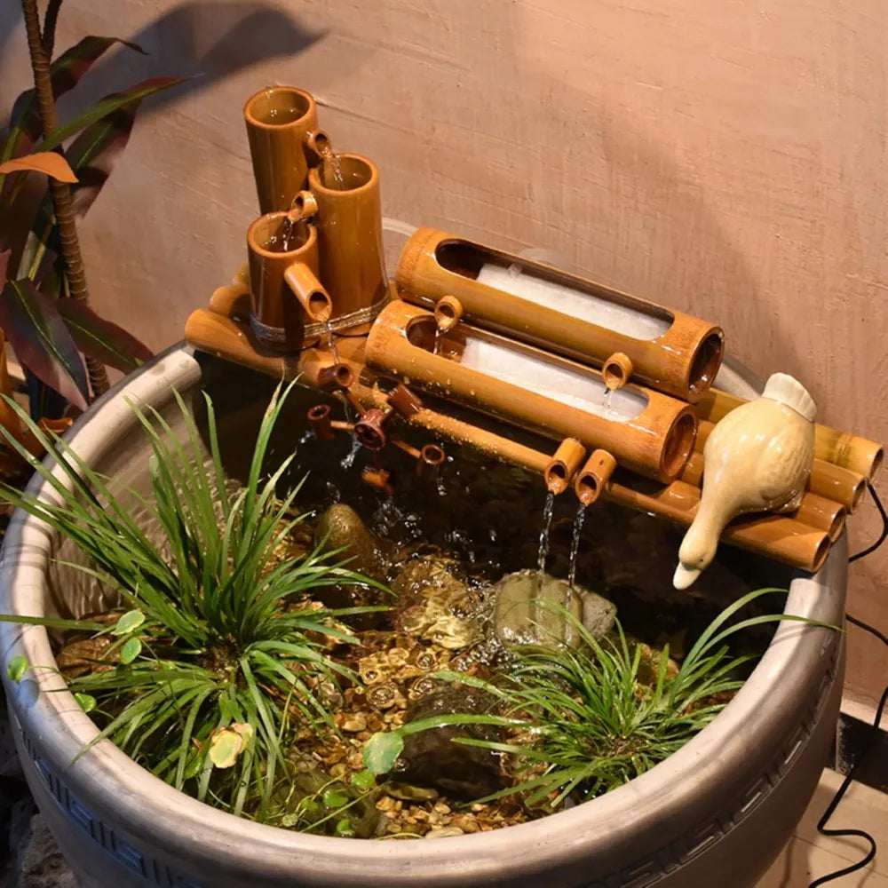 Bamboo Fountain Kit with Water Pump and Solar Fountain