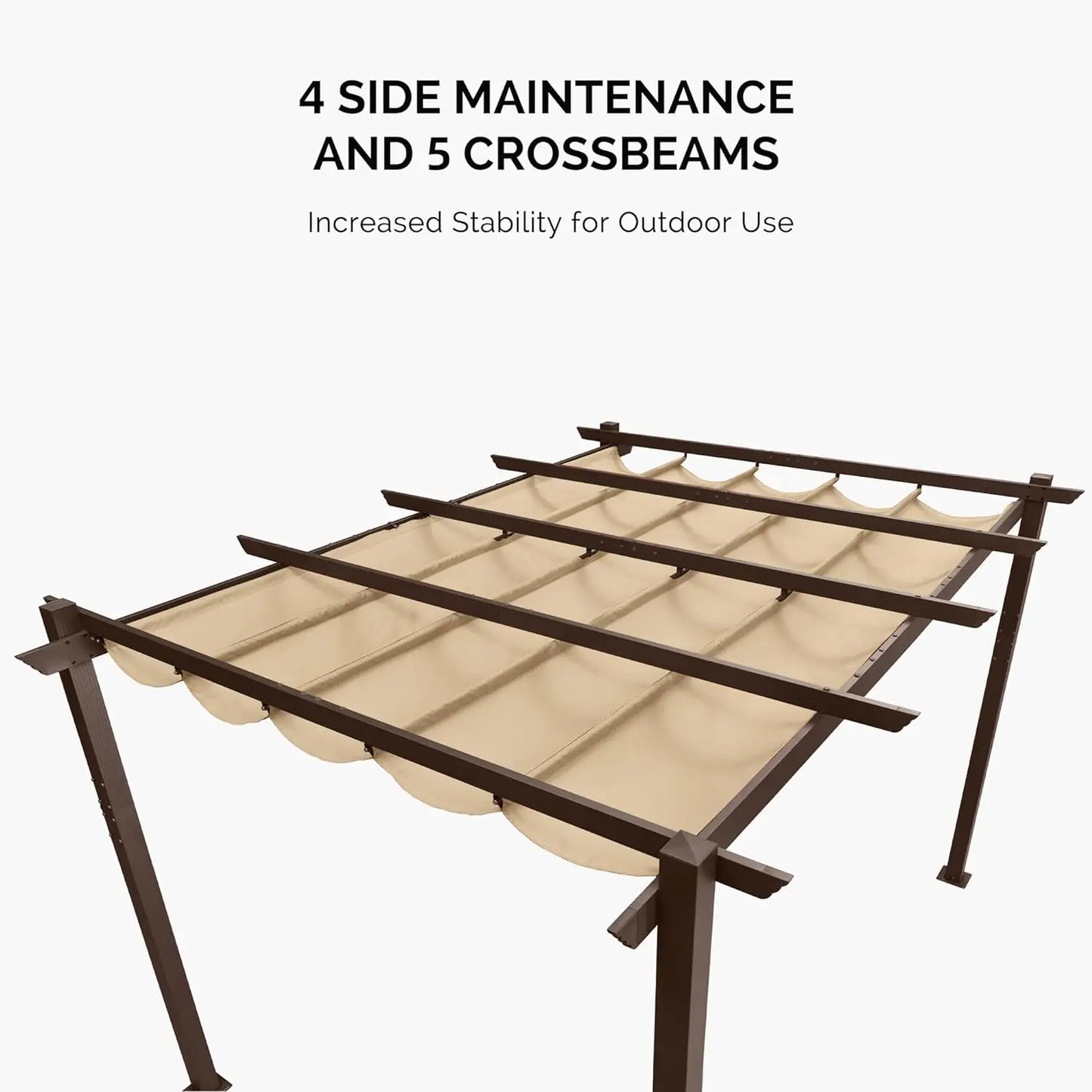 10 x 13 FT Outdoor Retractable Pergola Aluminum with Sun Shade Canopy Patio Heavy-Duty